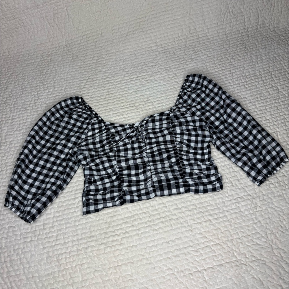 100% Cotton Black and White Gingham Top